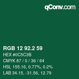 カラーコード: RGB 12 92.2 59 | qconv.com