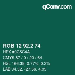 カラーコード: RGB 12 92.2 74 | qconv.com