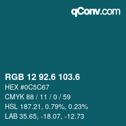 カラーコード: RGB 12 92.6 103.6 | qconv.com