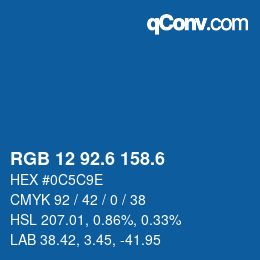 カラーコード: RGB 12 92.6 158.6 | qconv.com