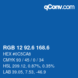 カラーコード: RGB 12 92.6 168.6 | qconv.com