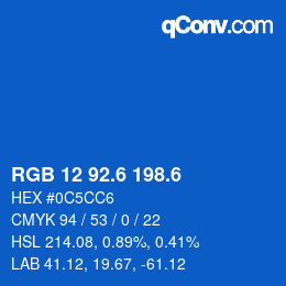 カラーコード: RGB 12 92.6 198.6 | qconv.com