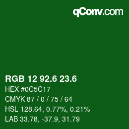 カラーコード: RGB 12 92.6 23.6 | qconv.com