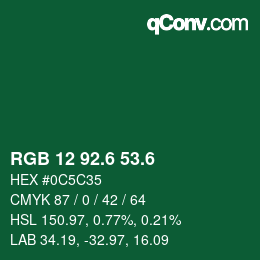 カラーコード: RGB 12 92.6 53.6 | qconv.com