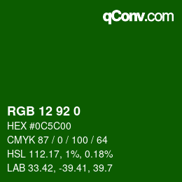 Color code: RGB 12 92 0 | qconv.com