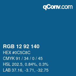 カラーコード: RGB 12 92 140 | qconv.com