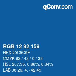 カラーコード: RGB 12 92 159 | qconv.com