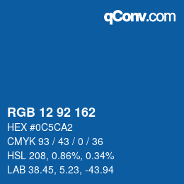 颜色代码: RGB 12 92 162 | qconv.com