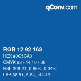 カラーコード: RGB 12 92 163 | qconv.com