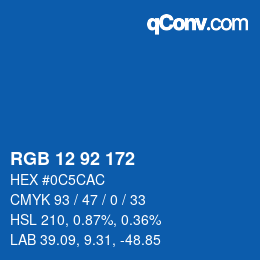 颜色代码: RGB 12 92 172 | qconv.com