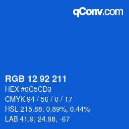 カラーコード: RGB 12 92 211 | qconv.com