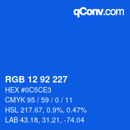 颜色代码: RGB 12 92 227 | qconv.com