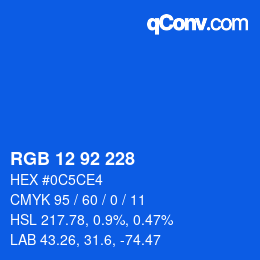 颜色代码: RGB 12 92 228 | qconv.com