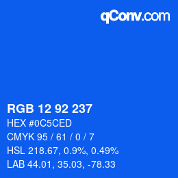 颜色代码: RGB 12 92 237 | qconv.com