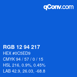 Color code: RGB 12 94 217 | qconv.com