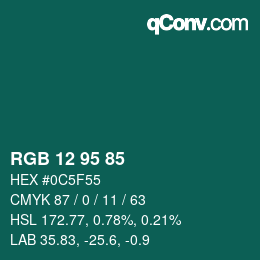 Color code: RGB 12 95 85 | qconv.com