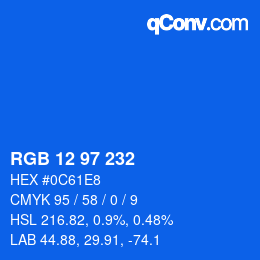 Color code: RGB 12 97 232 | qconv.com