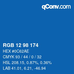 Color code: RGB 12 98 174 | qconv.com