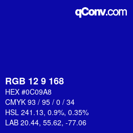 Color code: RGB 12 9 168 | qconv.com