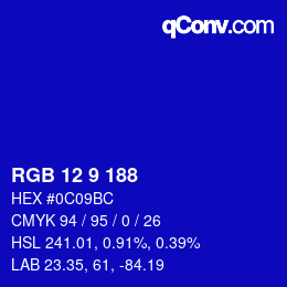 Color code: RGB 12 9 188 | qconv.com