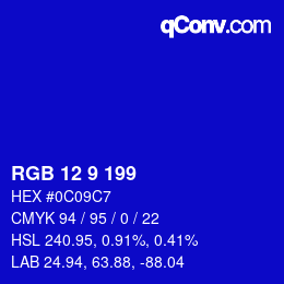 Color code: RGB 12 9 199 | qconv.com