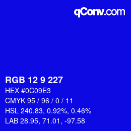Color code: RGB 12 9 227 | qconv.com