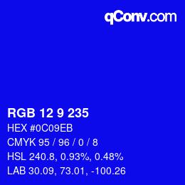 Color code: RGB 12 9 235 | qconv.com