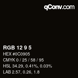 Color code: RGB 12 9 5 | qconv.com