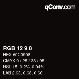 Farbcode: RGB 12 9 8 | qconv.com