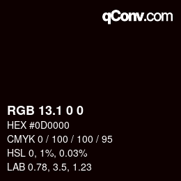 Color code: RGB 13.1 0 0 | qconv.com