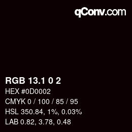 カラーコード: RGB 13.1 0 2 | qconv.com