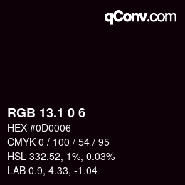 カラーコード: RGB 13.1 0 6 | qconv.com