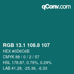 Color code: RGB 13.1 108.8 107 | qconv.com