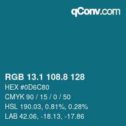 Color code: RGB 13.1 108.8 128 | qconv.com