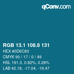 Farbcode: RGB 13.1 108.8 131 | qconv.com