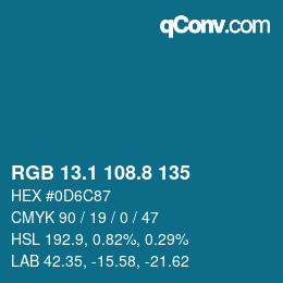 Color code: RGB 13.1 108.8 135 | qconv.com