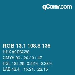 Color code: RGB 13.1 108.8 136 | qconv.com