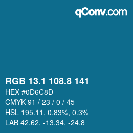 Color code: RGB 13.1 108.8 141 | qconv.com