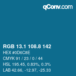 カラーコード: RGB 13.1 108.8 142 | qconv.com