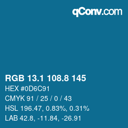 Color code: RGB 13.1 108.8 145 | qconv.com