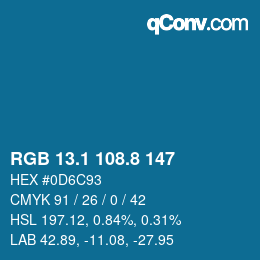 カラーコード: RGB 13.1 108.8 147 | qconv.com