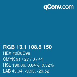 Color code: RGB 13.1 108.8 150 | qconv.com