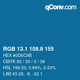 Color code: RGB 13.1 108.8 155 | qconv.com