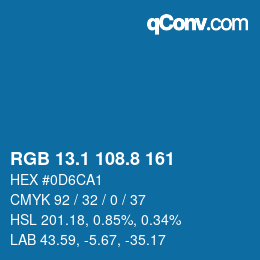 カラーコード: RGB 13.1 108.8 161 | qconv.com