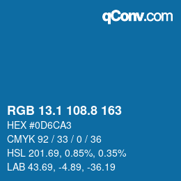 カラーコード: RGB 13.1 108.8 163 | qconv.com