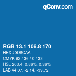 カラーコード: RGB 13.1 108.8 170 | qconv.com