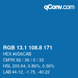 Color code: RGB 13.1 108.8 171 | qconv.com