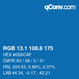 カラーコード: RGB 13.1 108.8 175 | qconv.com
