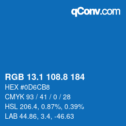 カラーコード: RGB 13.1 108.8 184 | qconv.com