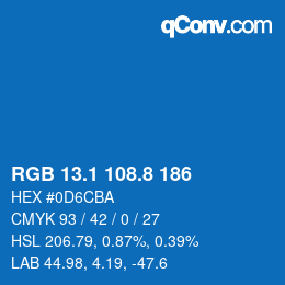 カラーコード: RGB 13.1 108.8 186 | qconv.com